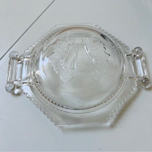 Vintage Adams & Co Domed Butter Cheese Dish 2 Pc Clear Pressed Glass Pear Motif - Picture 13 of 13